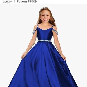 Blue Sleeveless Sweetheart Prom Gown